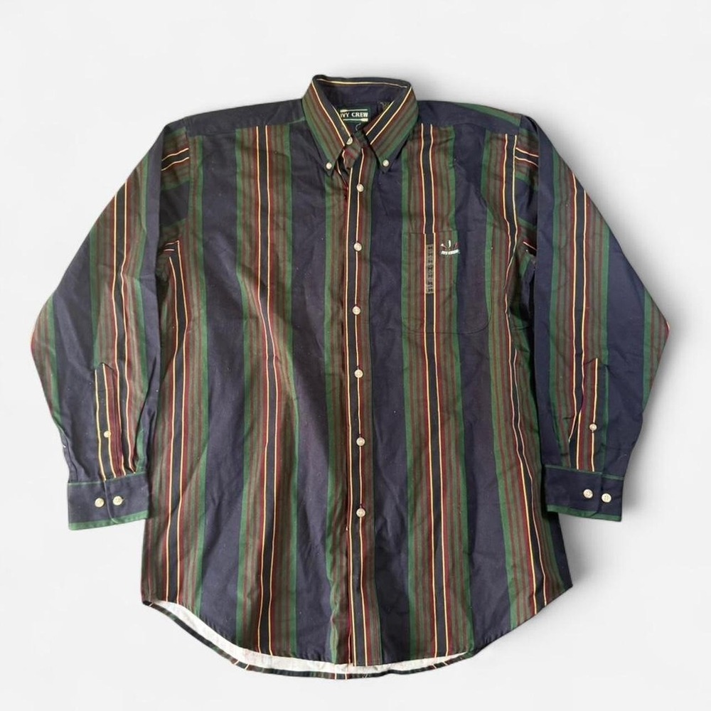 NWT Vintage Ivy Crew Western Striped Long Sleeve Button‎ Up Size M